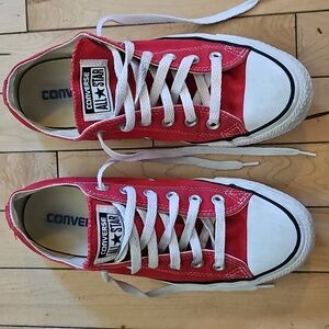 Converse All Star Red Canvas Sneakers with White Laces